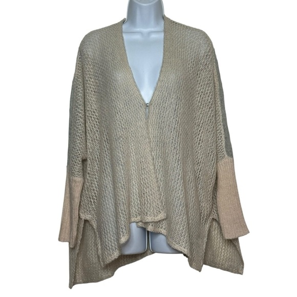 Free People Lace Back Inset Knit Oversized Cardigan Sweater SZ. XS - Picture 4 of 16